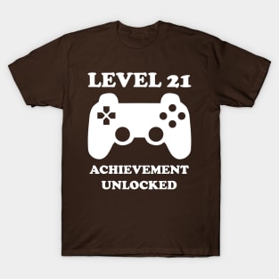 Level 21 Achievement Unlocked Gamer Next Level 21 years old birthday T-Shirt